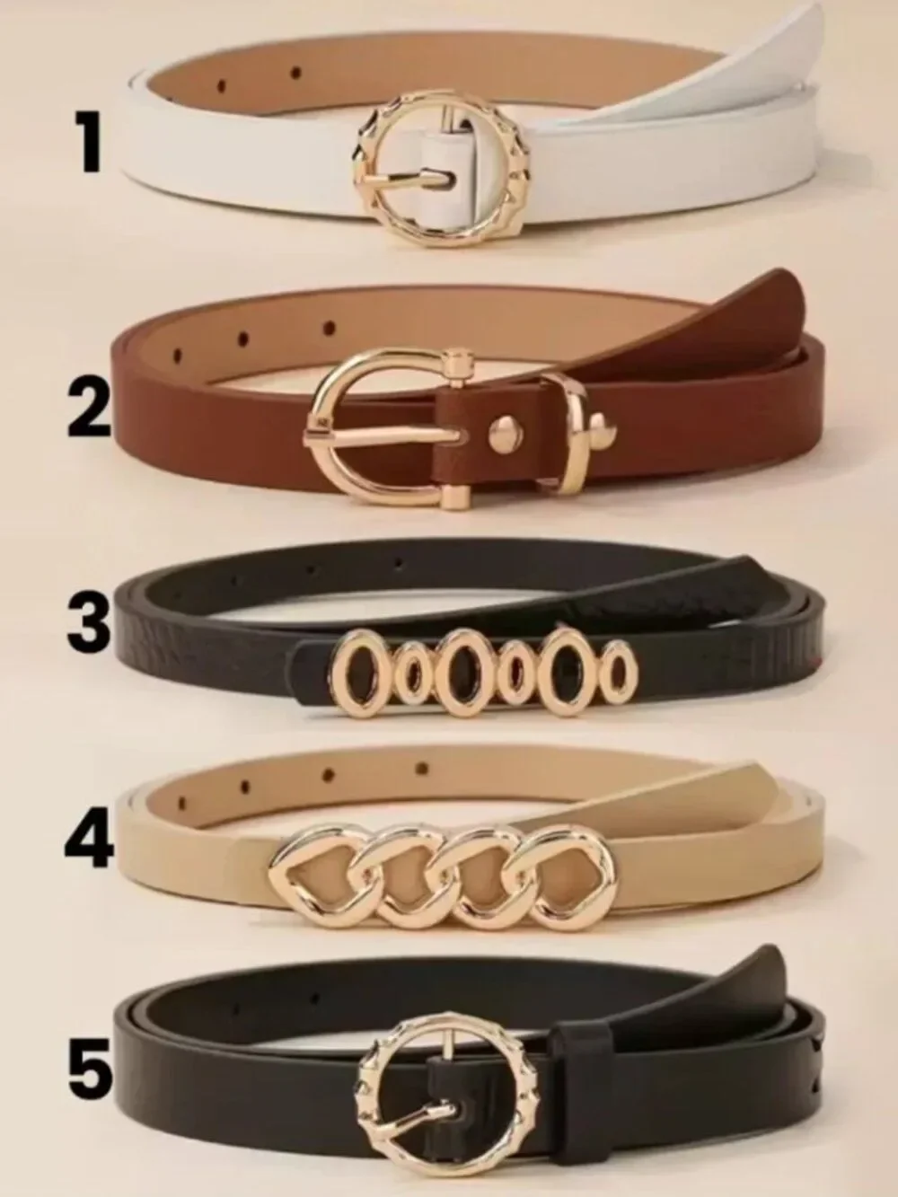NWT Classic Faux Leather Belts Gold Hardware Neutrals Assorted 5 Styles
